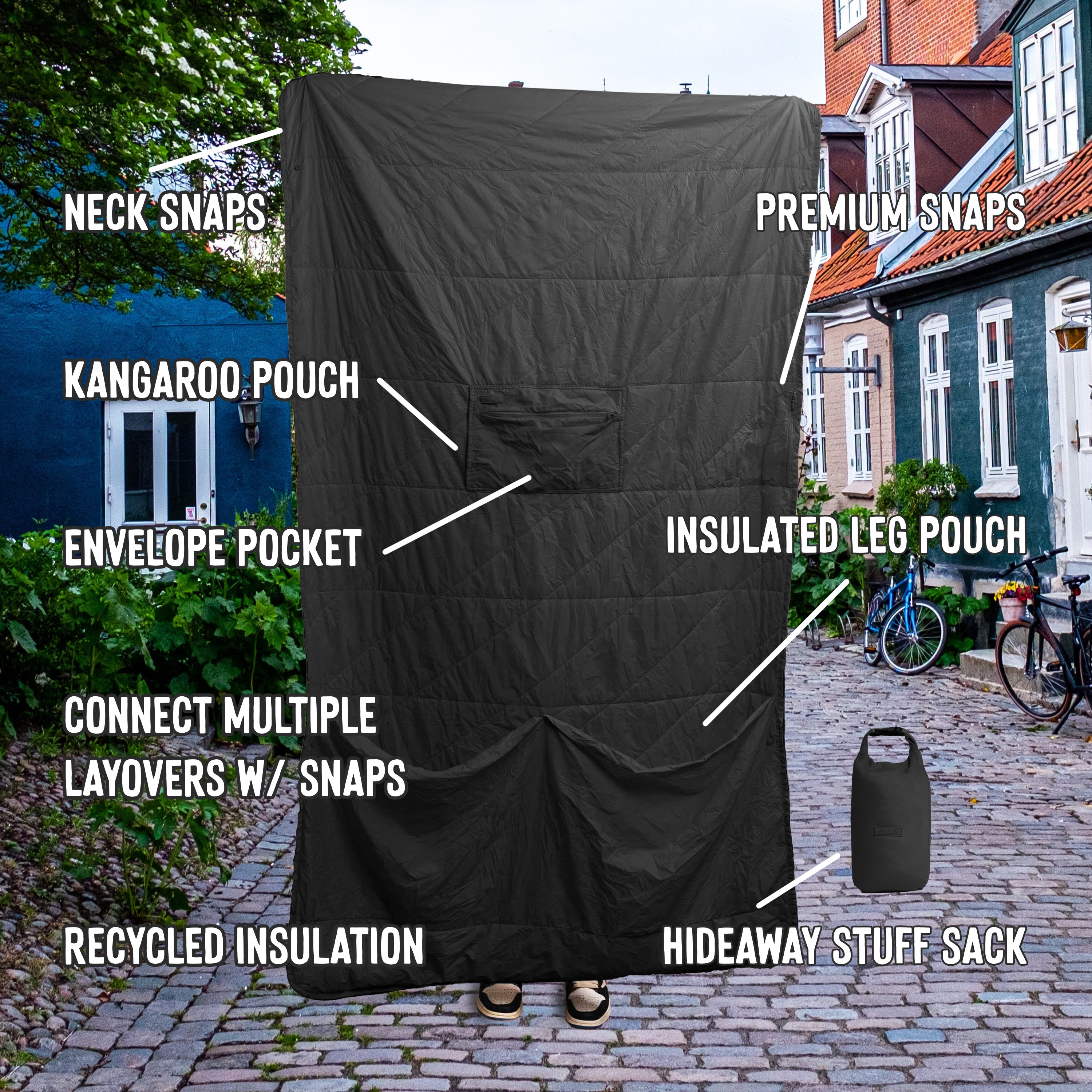 Garage Sale | Layover™ Travel Blanket - Packable & Puffy | Black - FINAL SALE