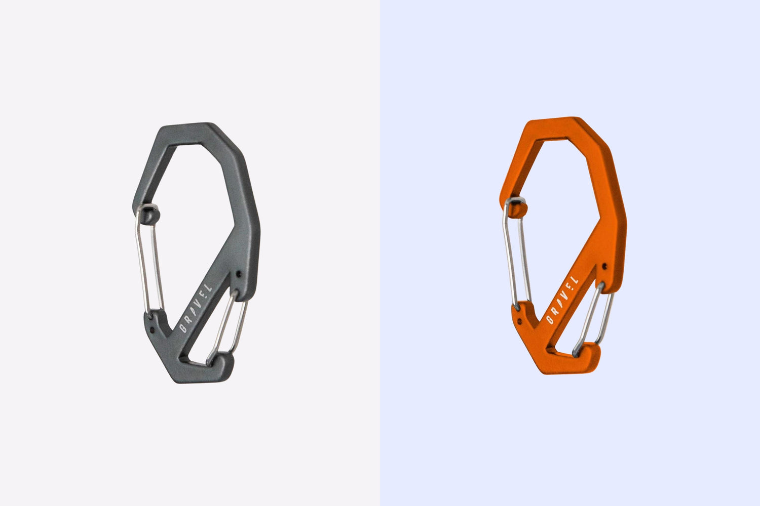 carabiners gray orange gravel travel