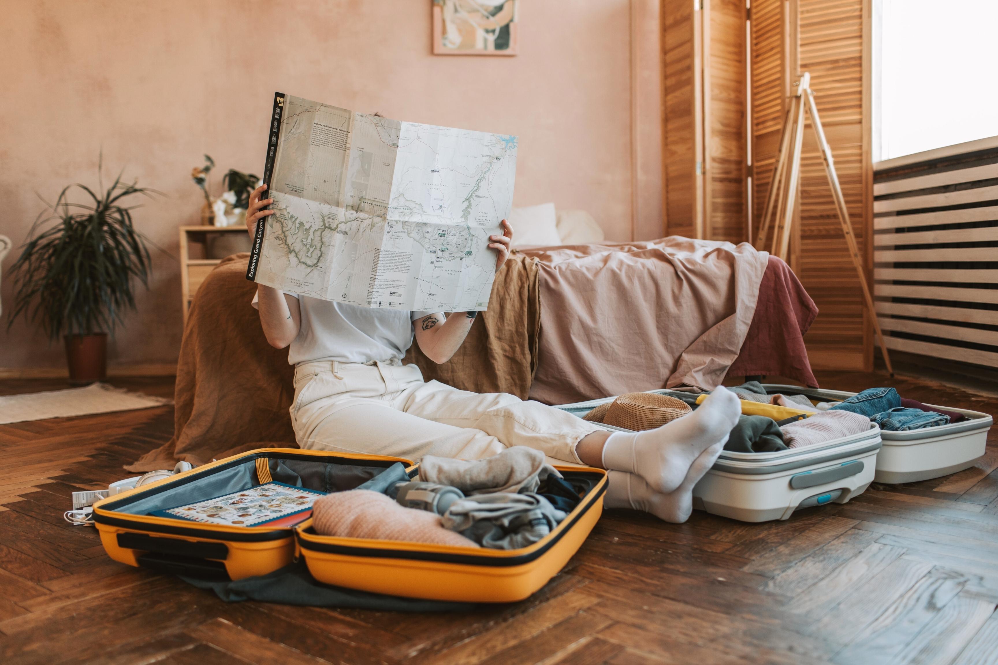 travel containers messy open suitcases