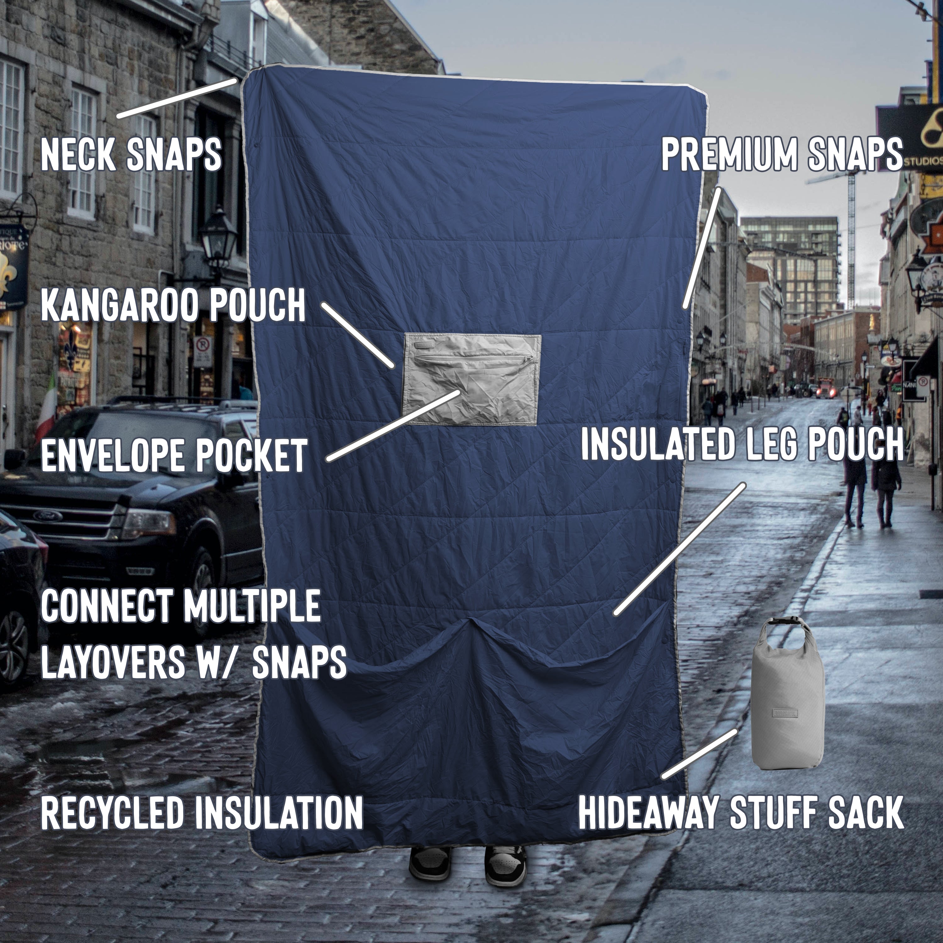 Layover™ XL Travel Blanket - Insulated & Packable | Blue