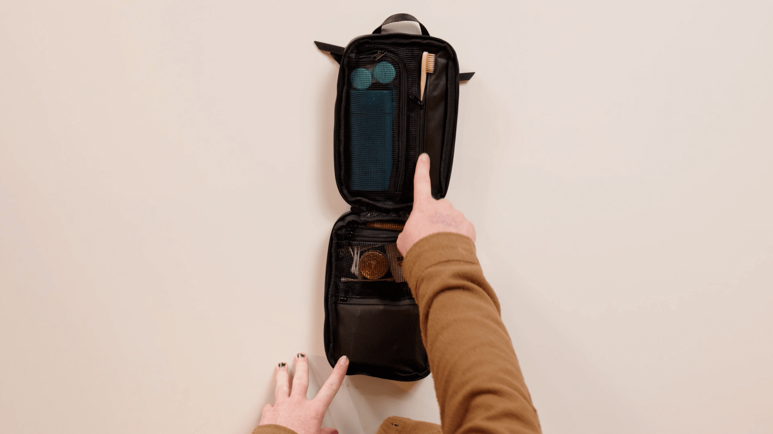 black travel toiletry bag